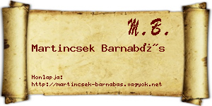 Martincsek Barnabás névjegykártya