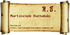 Martincsek Barnabás névjegykártya